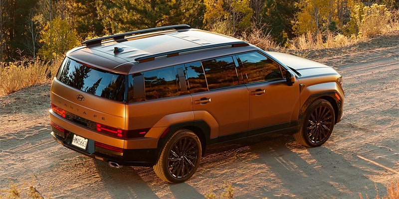 2026 Hyundai Santa Fe SUV rear three-quarter view outdoors