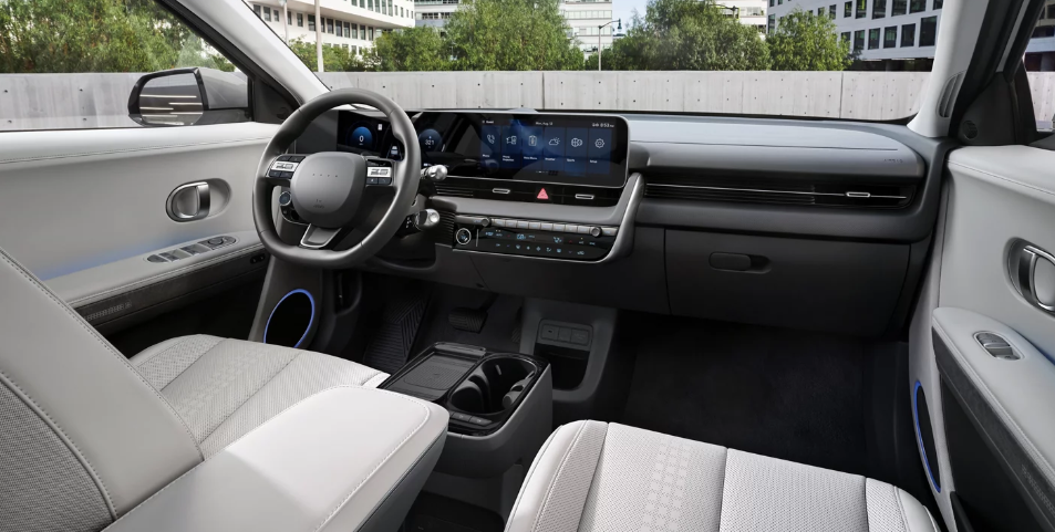 Hyundai IONIQ 5 interior with digital displays.